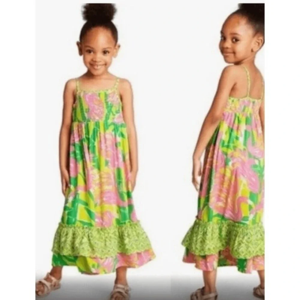 Lilly Pulitzer Baby Green Tropical Shift Dress Toddler Size 18M‎ Dress Only